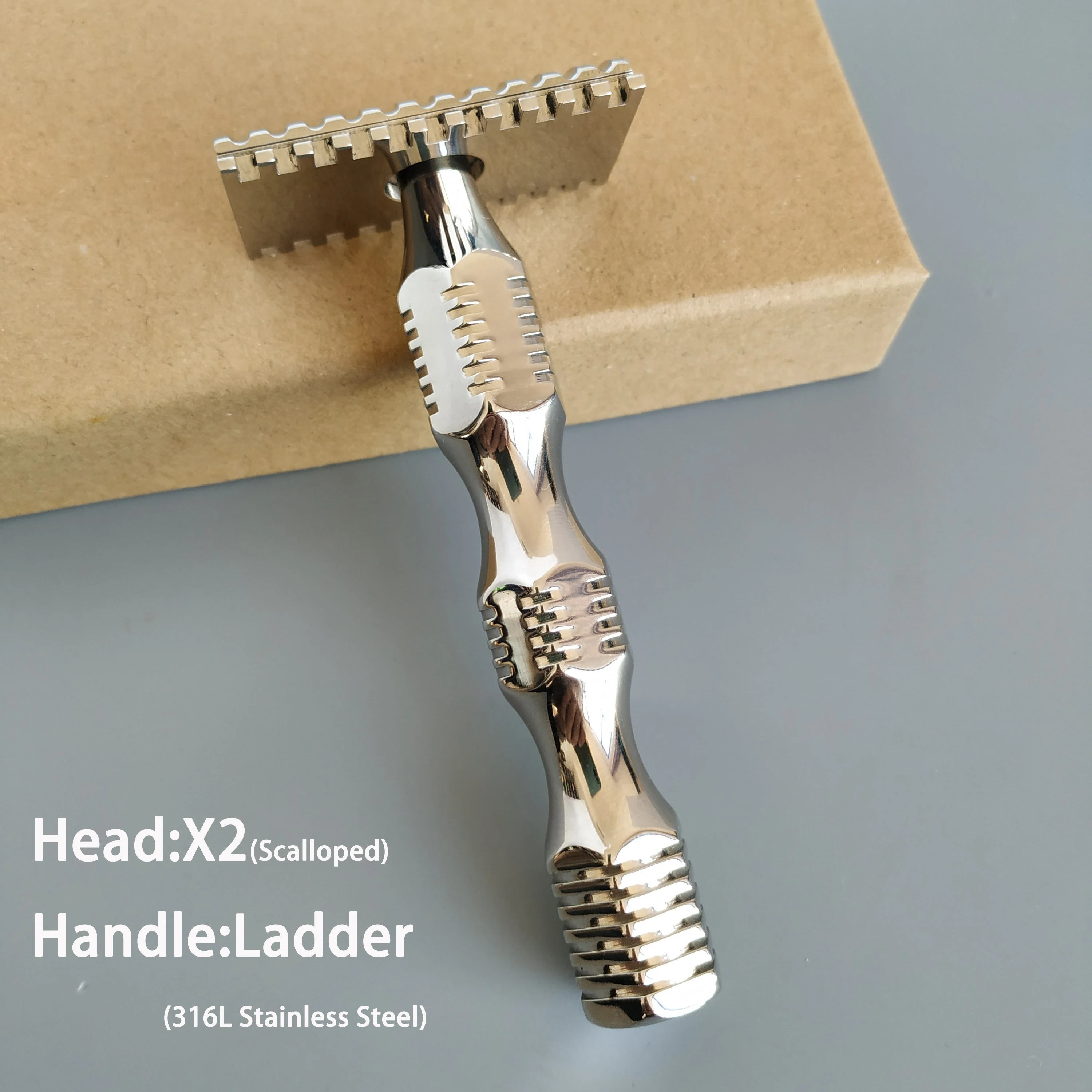 Dscosmetic X2 316L Stainless Steel Double Edge Safety Razor Cpen Comb for Man Wet Shaving