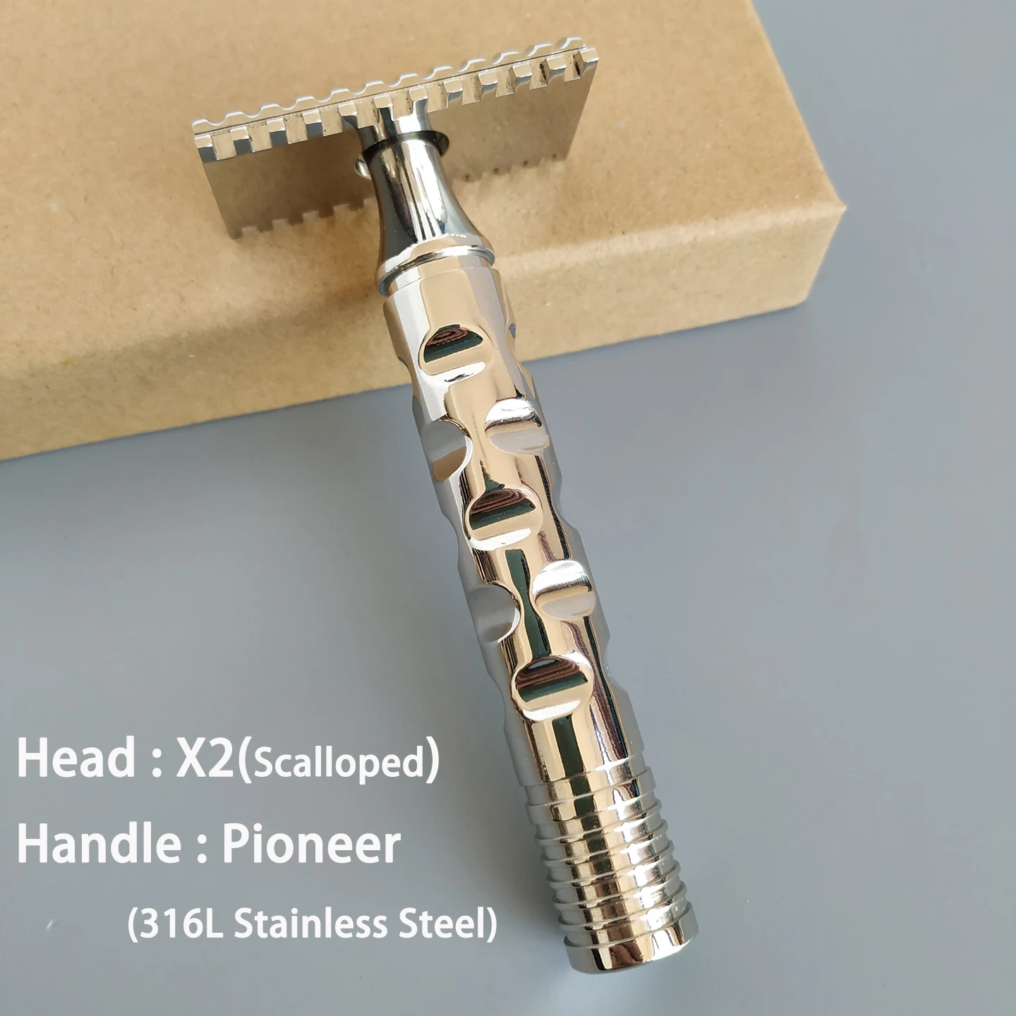 Dscosmetic X2 316L Stainless Steel Double Edge Safety Razor Cpen Comb for Man Wet Shaving