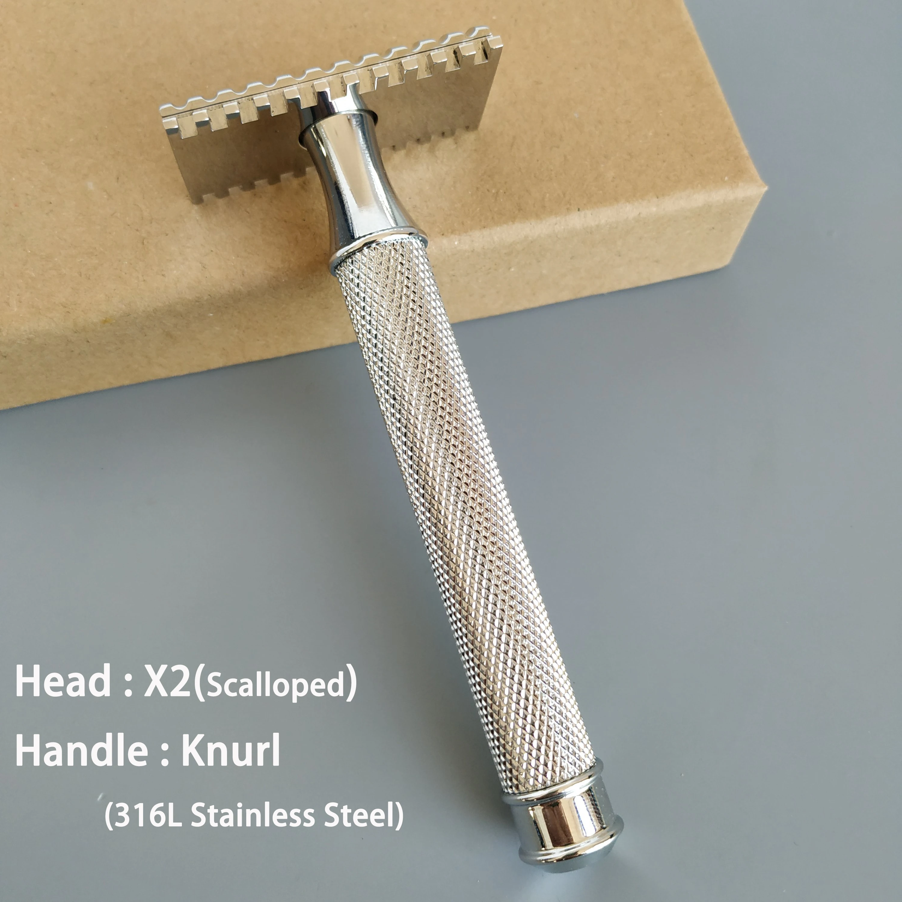 Dscosmetic X2 316L Stainless Steel Double Edge Safety Razor Cpen Comb for Man Wet Shaving