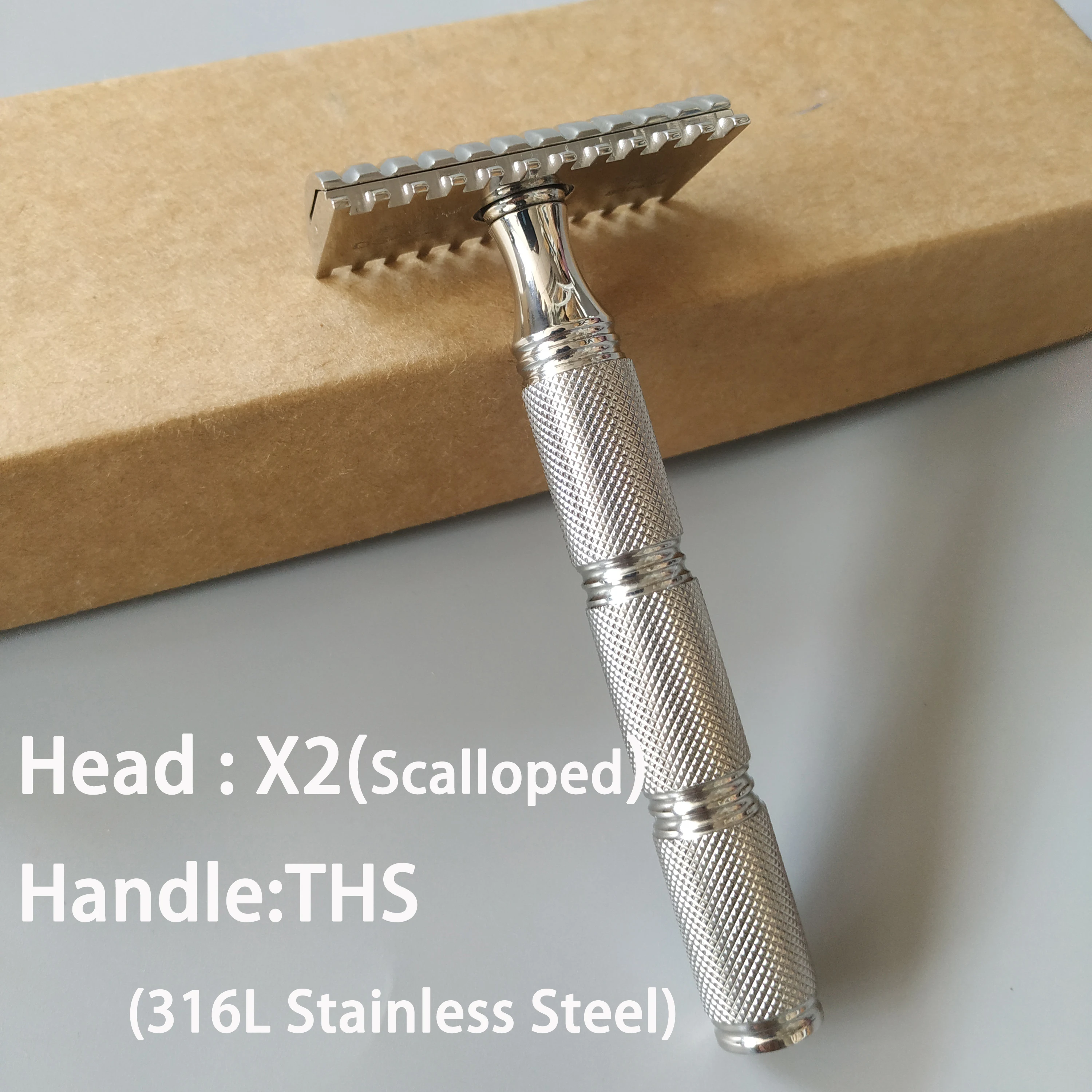 Dscosmetic X2 316L Stainless Steel Double Edge Safety Razor Cpen Comb for Man Wet Shaving