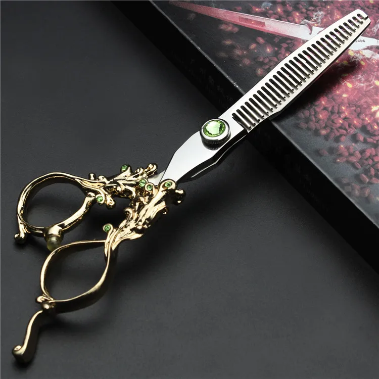 Retro professional barber shop hairdressing scissors 6.0 440c 7 inch hair cutting thinning shears kit tesoura makas barbearia