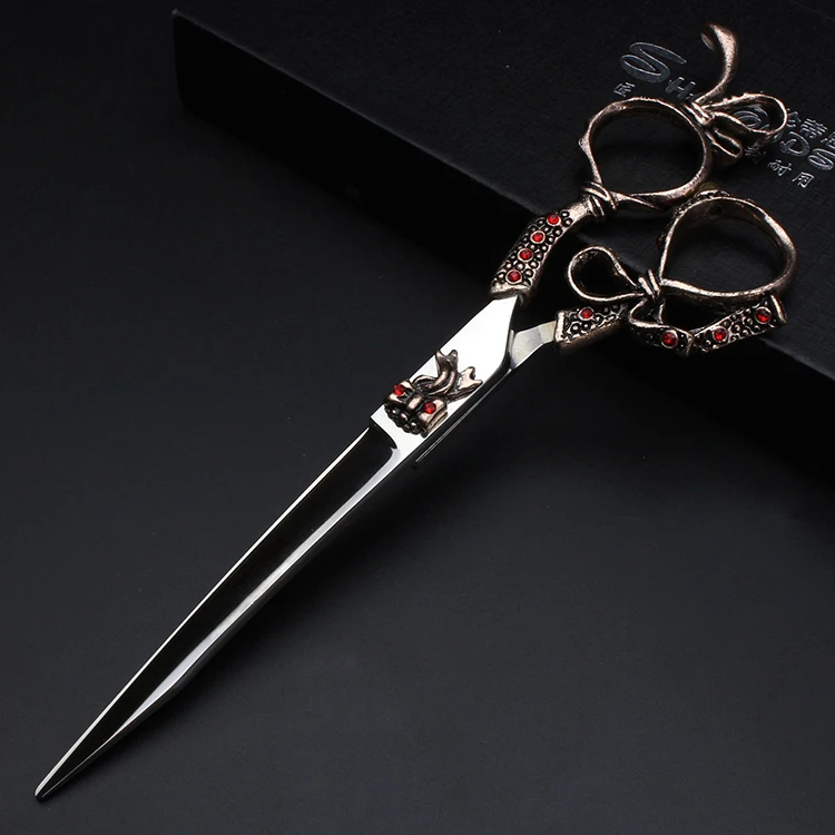 Retro professional barber shop hairdressing scissors 6.0 440c 7 inch hair cutting thinning shears kit tesoura makas barbearia