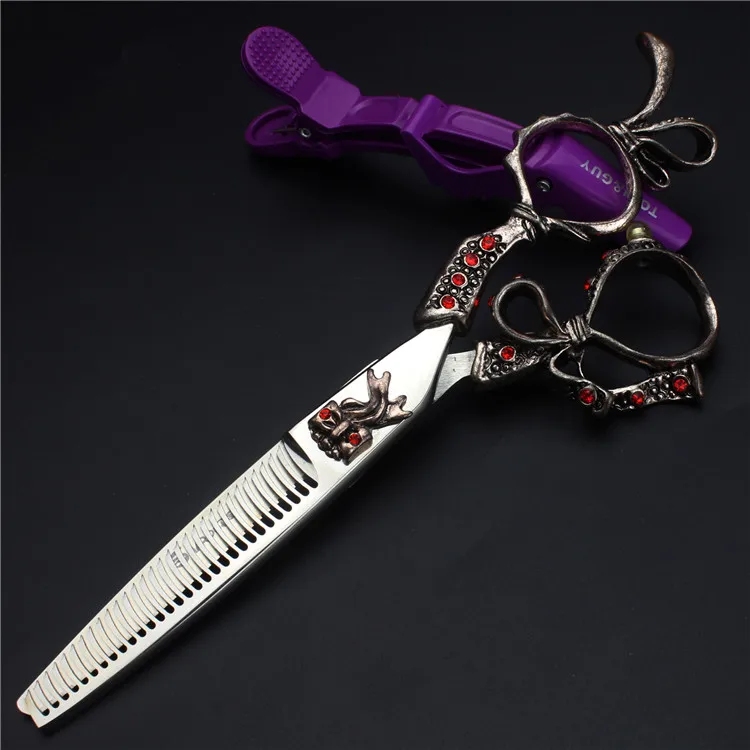 Retro professional barber shop hairdressing scissors 6.0 440c 7 inch hair cutting thinning shears kit tesoura makas barbearia