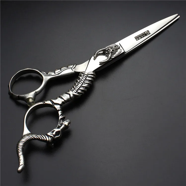 Retro professional barber shop hairdressing scissors 6.0 440c 7 inch hair cutting thinning shears kit tesoura makas barbearia