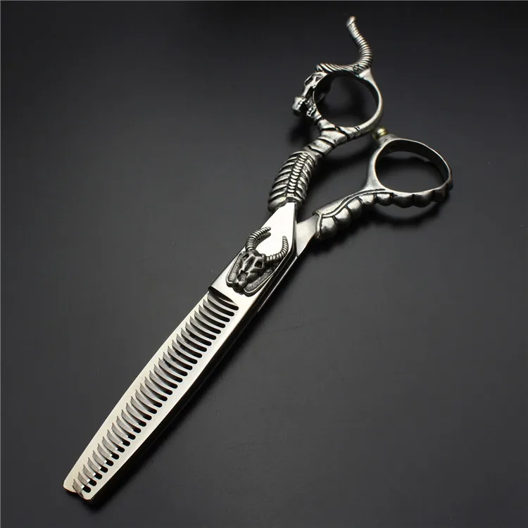 Retro professional barber shop hairdressing scissors 6.0 440c 7 inch hair cutting thinning shears kit tesoura makas barbearia