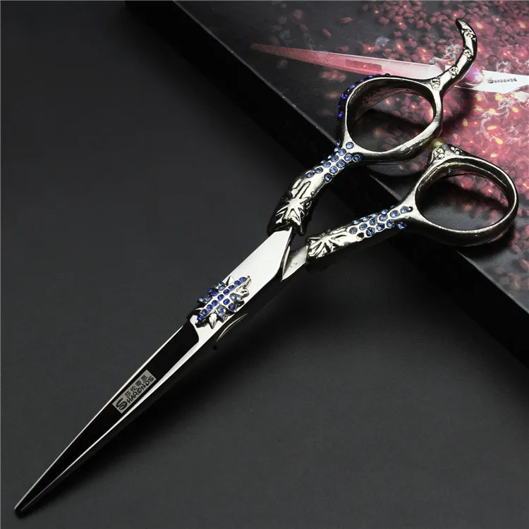Retro professional barber shop hairdressing scissors 6.0 440c 7 inch hair cutting thinning shears kit tesoura makas barbearia