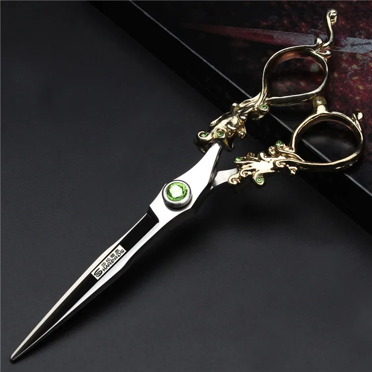 Retro professional barber shop hairdressing scissors 6.0 440c 7 inch hair cutting thinning shears kit tesoura makas barbearia