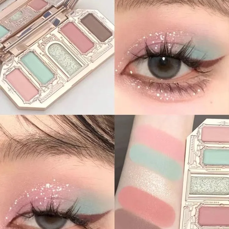 Flower Knows Never's Shop Collection 8 Color Glitter Eyeshadow Palette High Pigmented Eye Makeup Matte Shimmer Eye Shadow Pallte