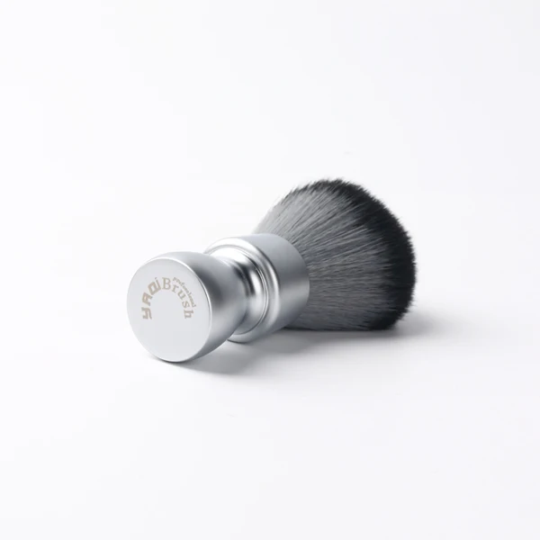 YAQI Aluma Heavy Metal Handle Timber Wolf Synthetic Hair Tuxedo Knot Shaving Brush for Mens Shave