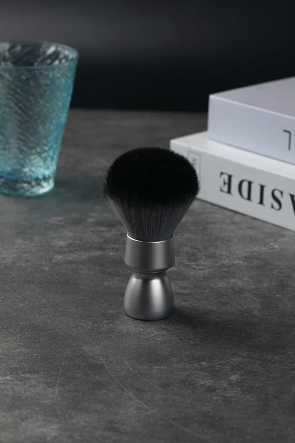 YAQI Aluma Heavy Metal Handle Timber Wolf Synthetic Hair Tuxedo Knot Shaving Brush for Mens Shave
