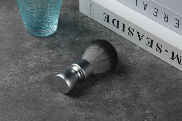 YAQI Aluma Heavy Metal Handle Timber Wolf Synthetic Hair Tuxedo Knot Shaving Brush for Mens Shave