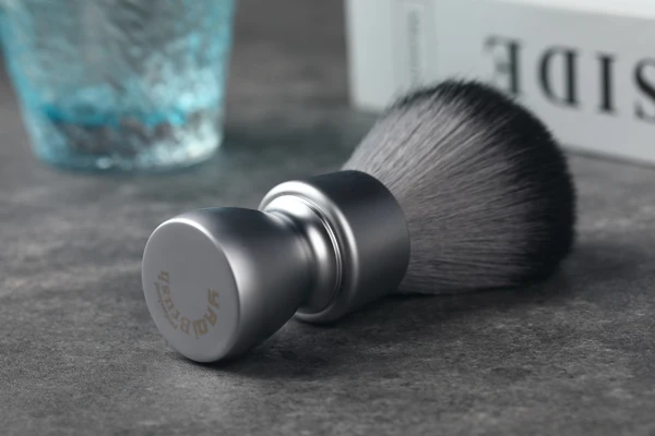 YAQI Aluma Heavy Metal Handle Timber Wolf Synthetic Hair Tuxedo Knot Shaving Brush for Mens Shave