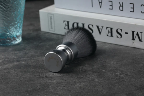 YAQI Aluma Heavy Metal Handle Timber Wolf Synthetic Hair Tuxedo Knot Shaving Brush for Mens Shave