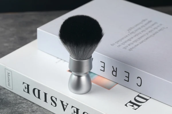 YAQI Aluma Heavy Metal Handle Timber Wolf Synthetic Hair Tuxedo Knot Shaving Brush for Mens Shave