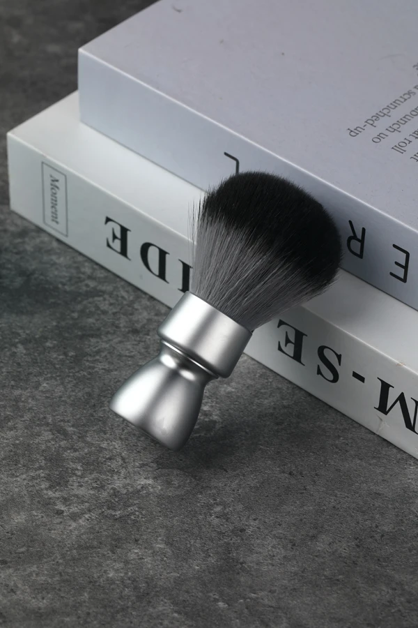 YAQI Aluma Heavy Metal Handle Timber Wolf Synthetic Hair Tuxedo Knot Shaving Brush for Mens Shave