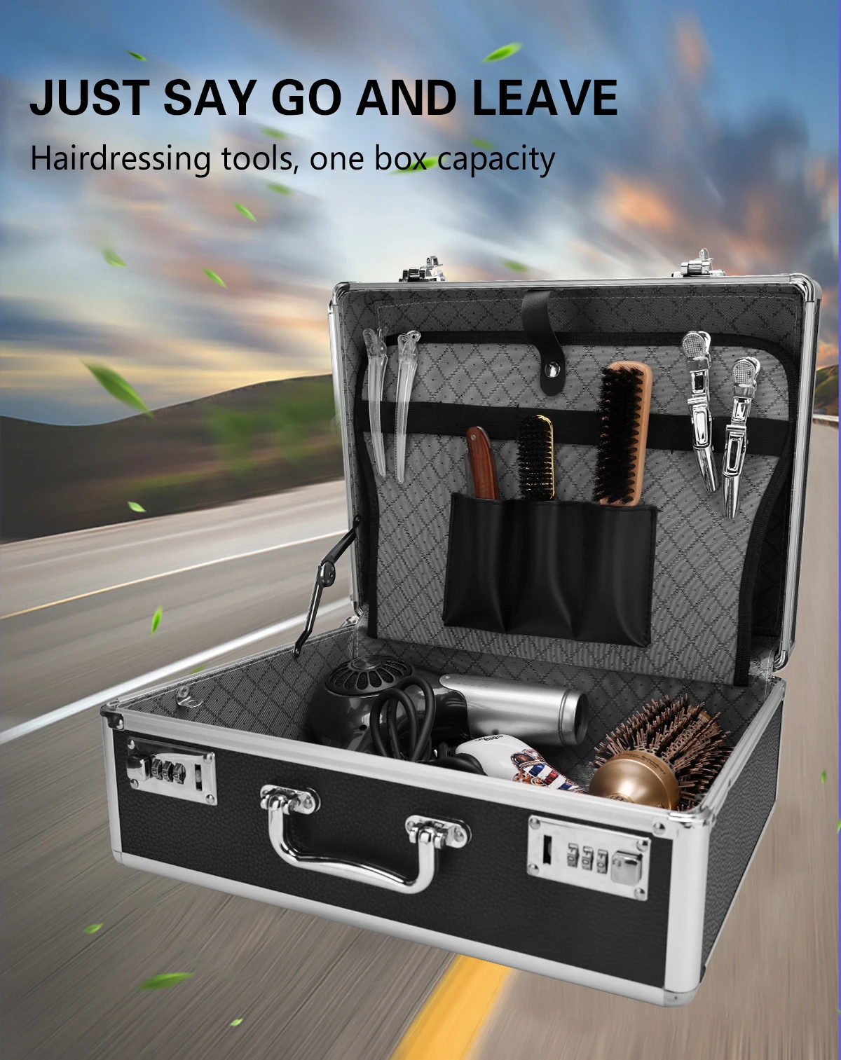 Professional Barber Suitcase - Hard Aluminum Travel Case with Password Lock for Hairdresser/Barber Tools, Storage Organizer Box