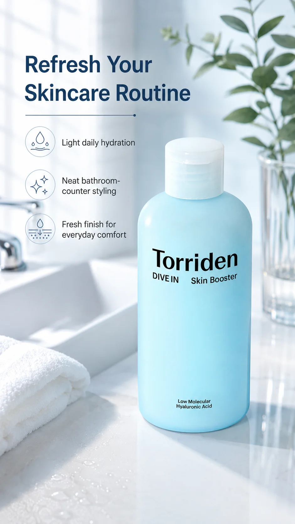 Torriden DIVE-IN Low Molecular Hyaluronic Acid Skin Booster 200ml - Hydrating Facial Toner, Deep Moisture Essence, Fast Absorbin