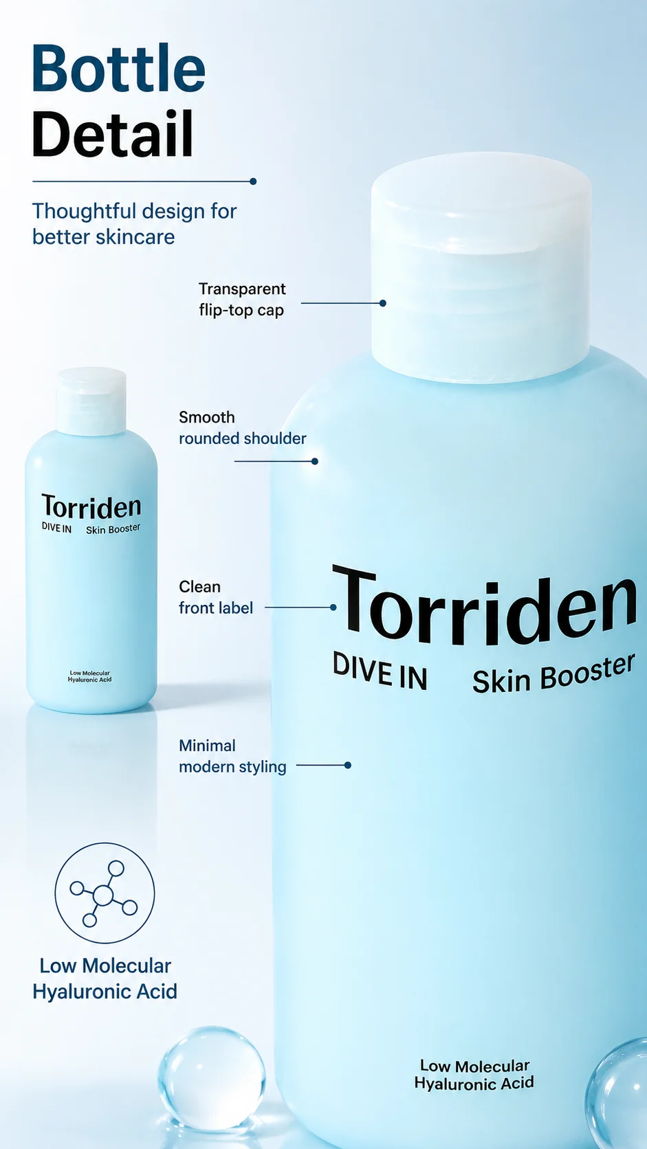 Torriden DIVE-IN Low Molecular Hyaluronic Acid Skin Booster 200ml - Hydrating Facial Toner, Deep Moisture Essence, Fast Absorbin