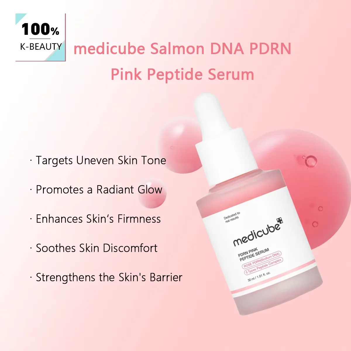 Medicube Salmon DNA PDRN Pink Peptide Serum,Serum Texture,Complex Repair Ingredients,Lifting & Firming,K-Beauty,Korean Makeup