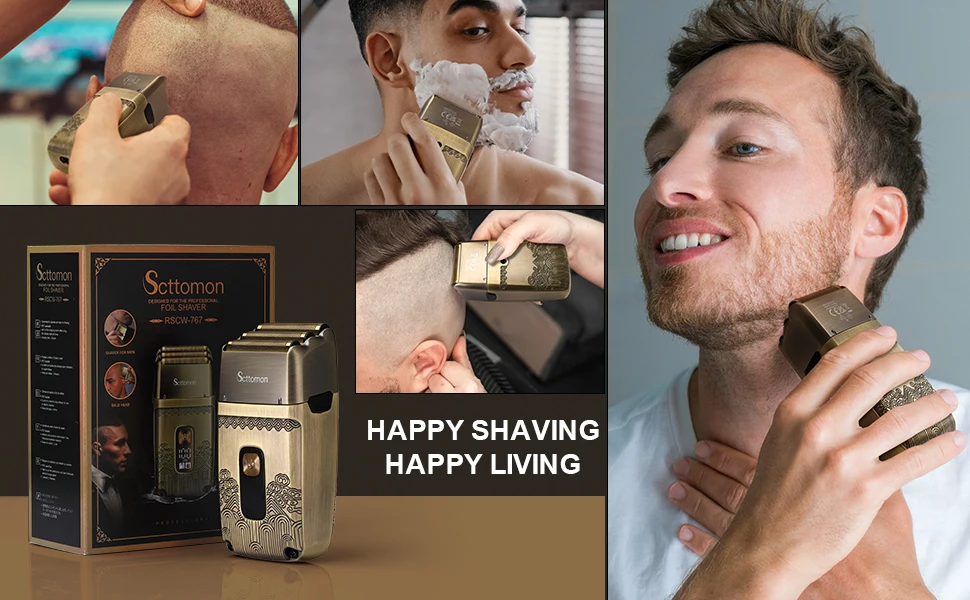 Hatteker Vintage Style Electric Shaver for Men LED Display USB Rechargeable Foil Razor with Cleaning Brush & Storage Case