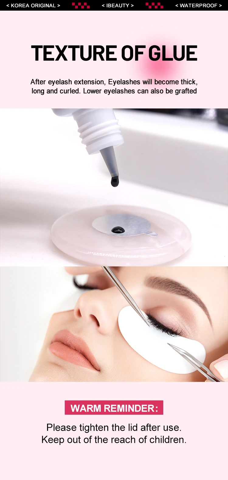 10 Bottles IBeauty Expert Glue Eyelash Extensions Korea Original IB Wine Red Cap Lash False Eyelash Adhesive 5ml Quick Dry Time