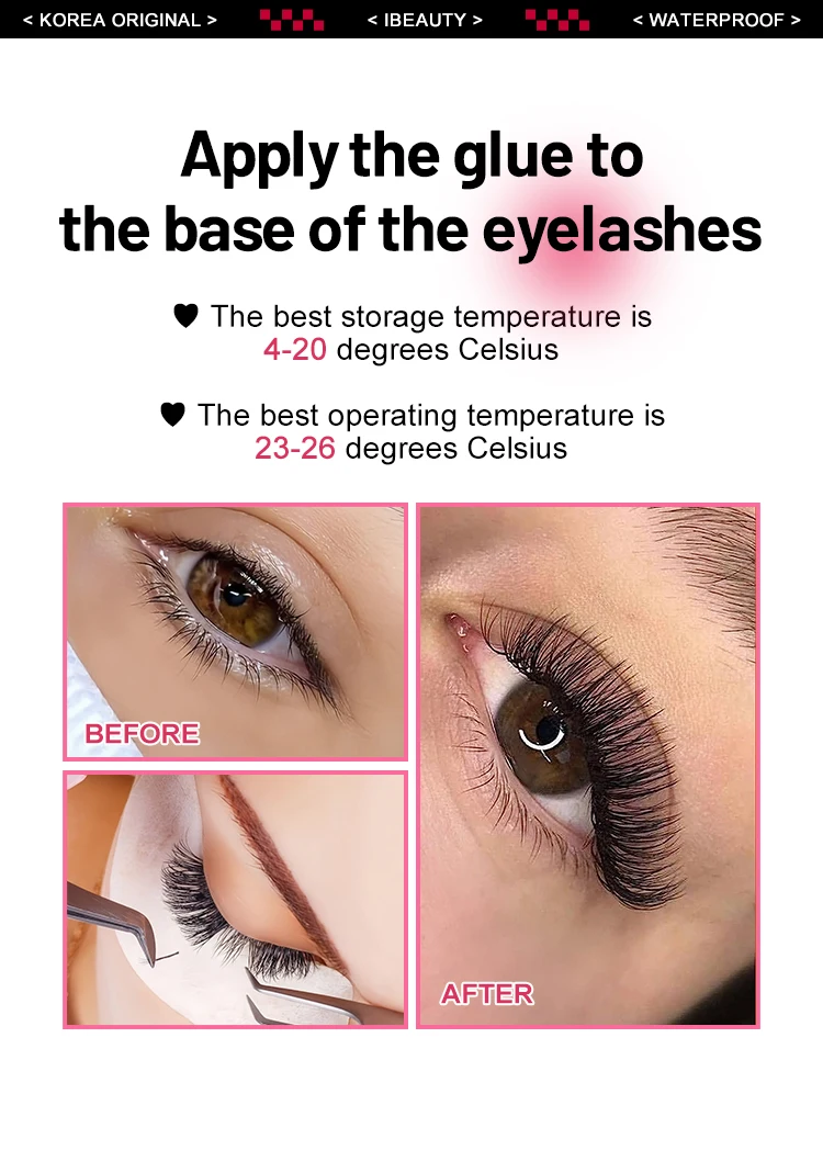 10 Bottles IBeauty Expert Glue Eyelash Extensions Korea Original IB Wine Red Cap Lash False Eyelash Adhesive 5ml Quick Dry Time