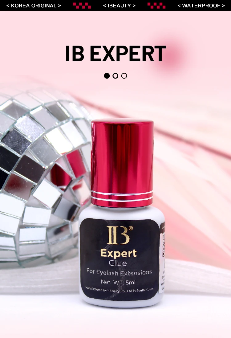 10 Bottles IBeauty Expert Glue Eyelash Extensions Korea Original IB Wine Red Cap Lash False Eyelash Adhesive 5ml Quick Dry Time