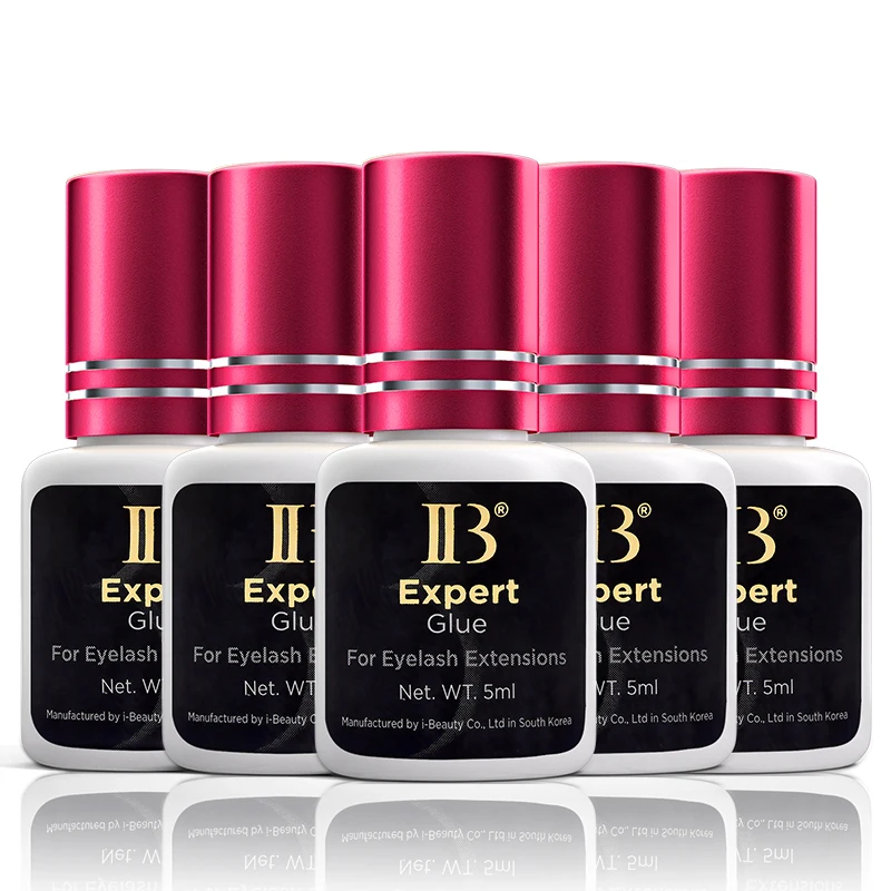 10 Bottles IBeauty Expert Glue Eyelash Extensions Korea Original IB Wine Red Cap Lash False Eyelash Adhesive 5ml Quick Dry Time