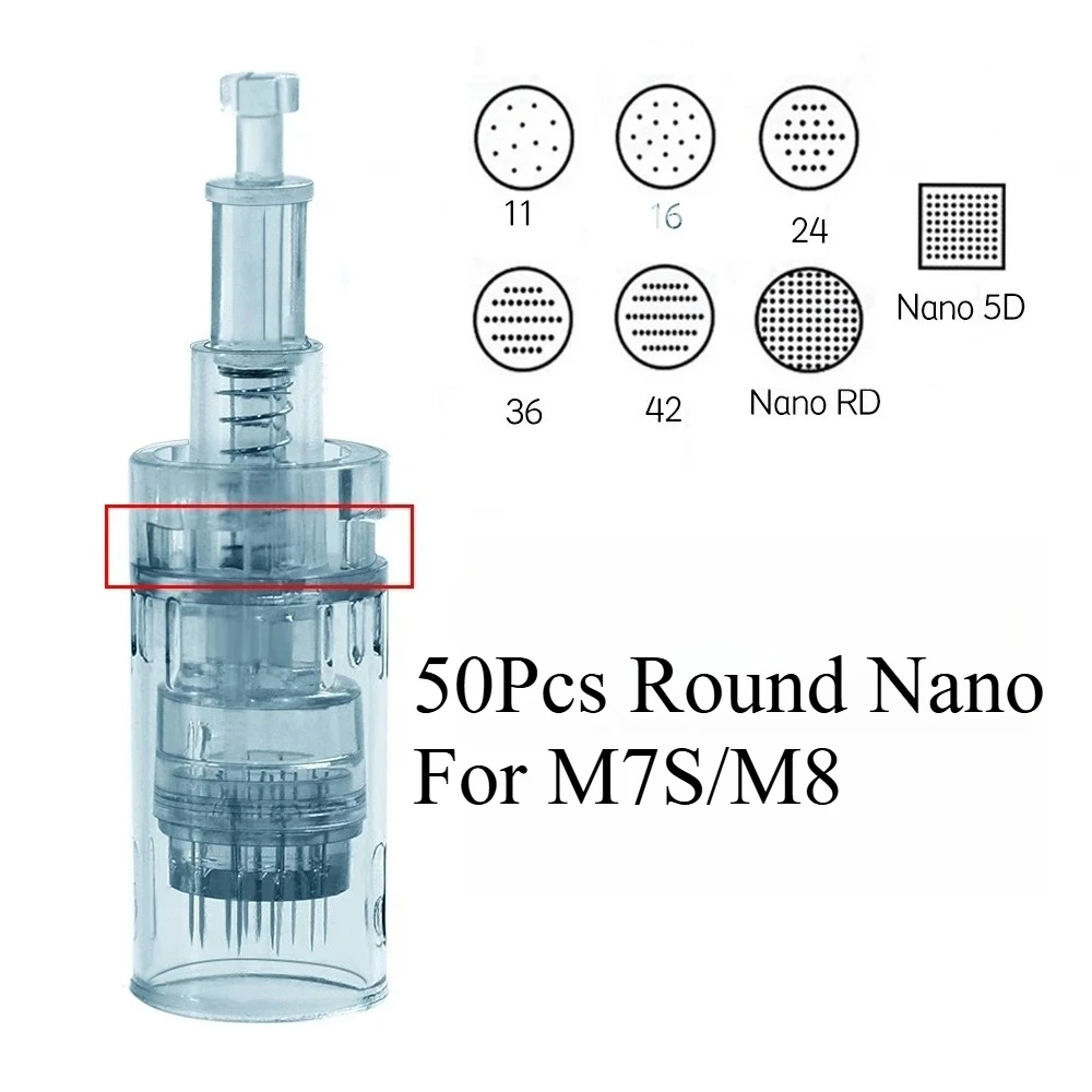 50Pcs 11/16/24/36/42pins Nano Disposable Replacement Cartridges Needles For Dr. Pen M8/M7S - Needle Length 0.25mm