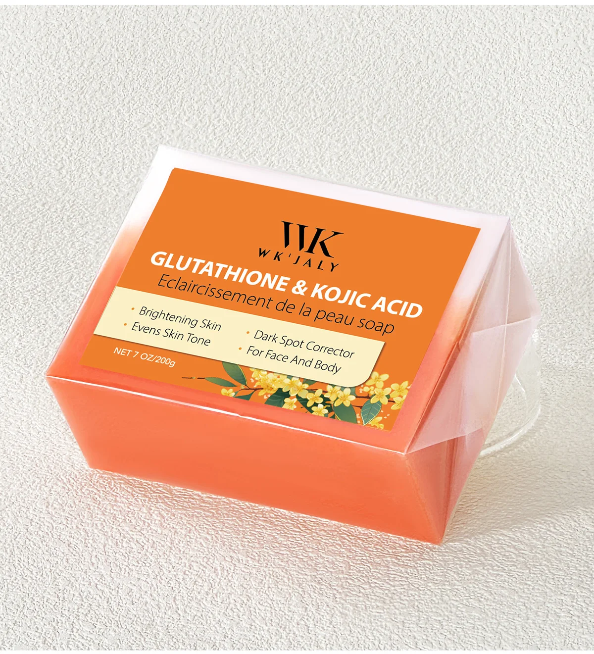 WK JALY Kojic Acid Whitening Soap Bar, With Glutathione, Vitamin C, Dark Spot Corrector, Even Skin Tone,  For Face, Body 200g