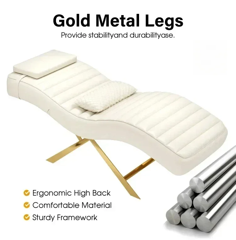 2026 Modern Golden Base Massage Table for Beauty Living Room Eyelash Extension Full Set of Furniture