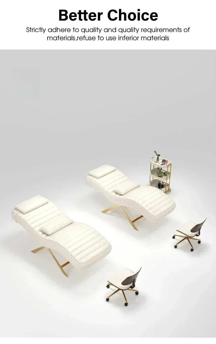 2026 Modern Golden Base Massage Table for Beauty Living Room Eyelash Extension Full Set of Furniture