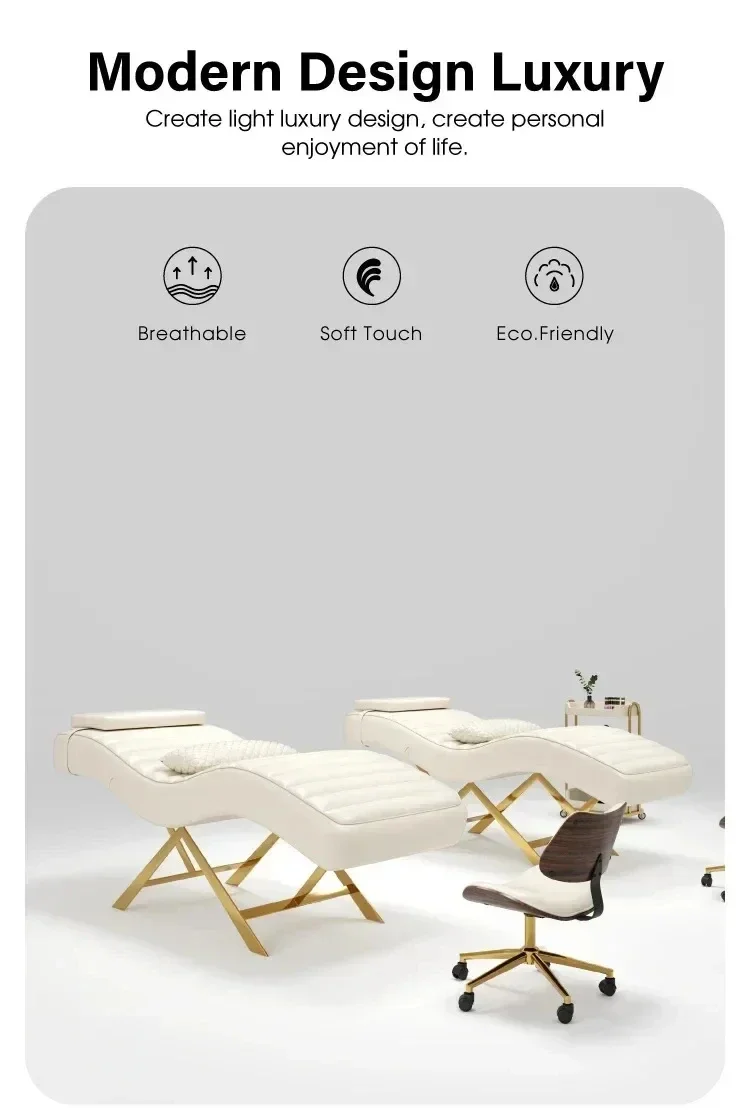 2026 Modern Golden Base Massage Table for Beauty Living Room Eyelash Extension Full Set of Furniture