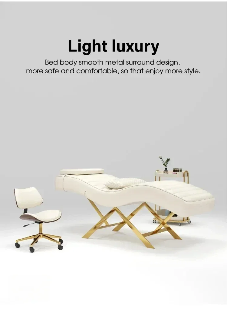 2026 Modern Golden Base Massage Table for Beauty Living Room Eyelash Extension Full Set of Furniture