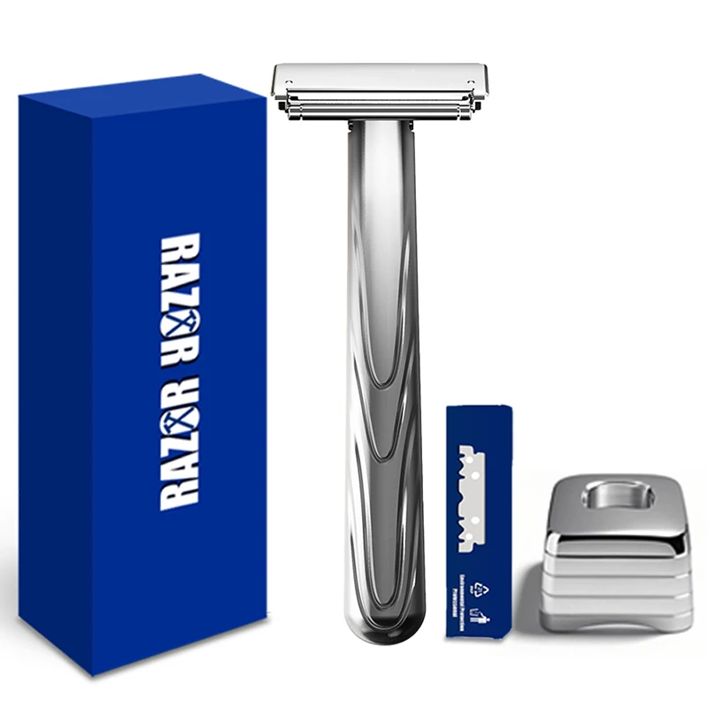 Whityle 21TS Glide Pro 4D Super Safety Shaving Shaver with Stand for Man Women Haft One Blade ECO-friendly Metal Razor Gift Box