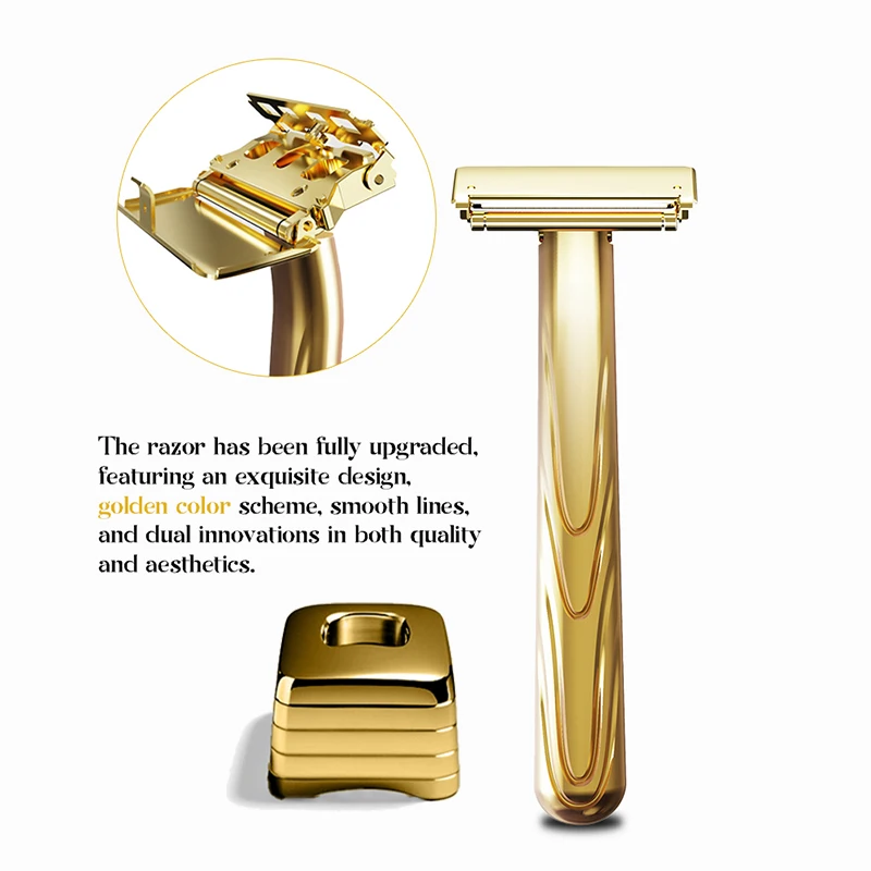 Whityle 21TS Glide Pro 4D Super Safety Shaving Shaver with Stand for Man Women Haft One Blade ECO-friendly Metal Razor Gift Box
