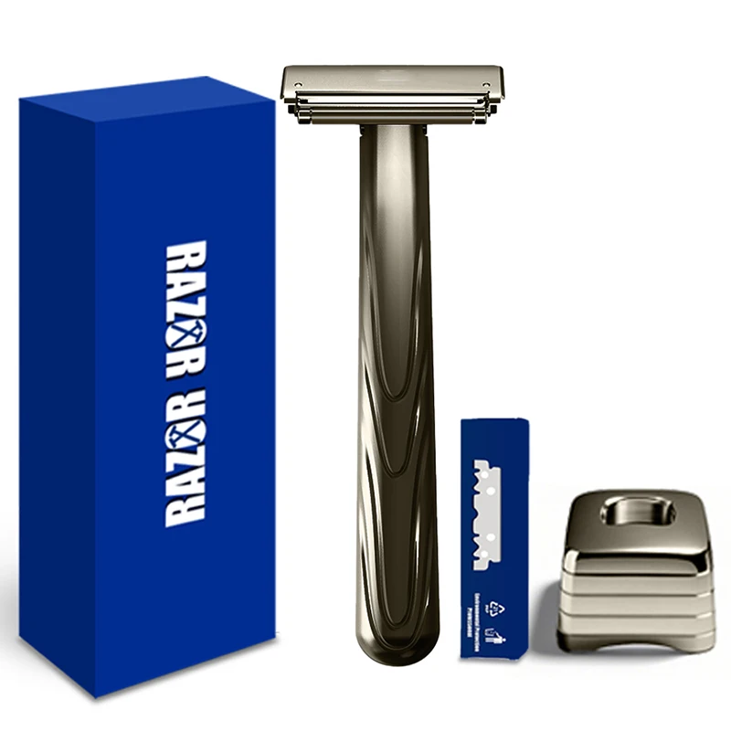 Whityle 21TS Glide Pro 4D Super Safety Shaving Shaver with Stand for Man Women Haft One Blade ECO-friendly Metal Razor Gift Box