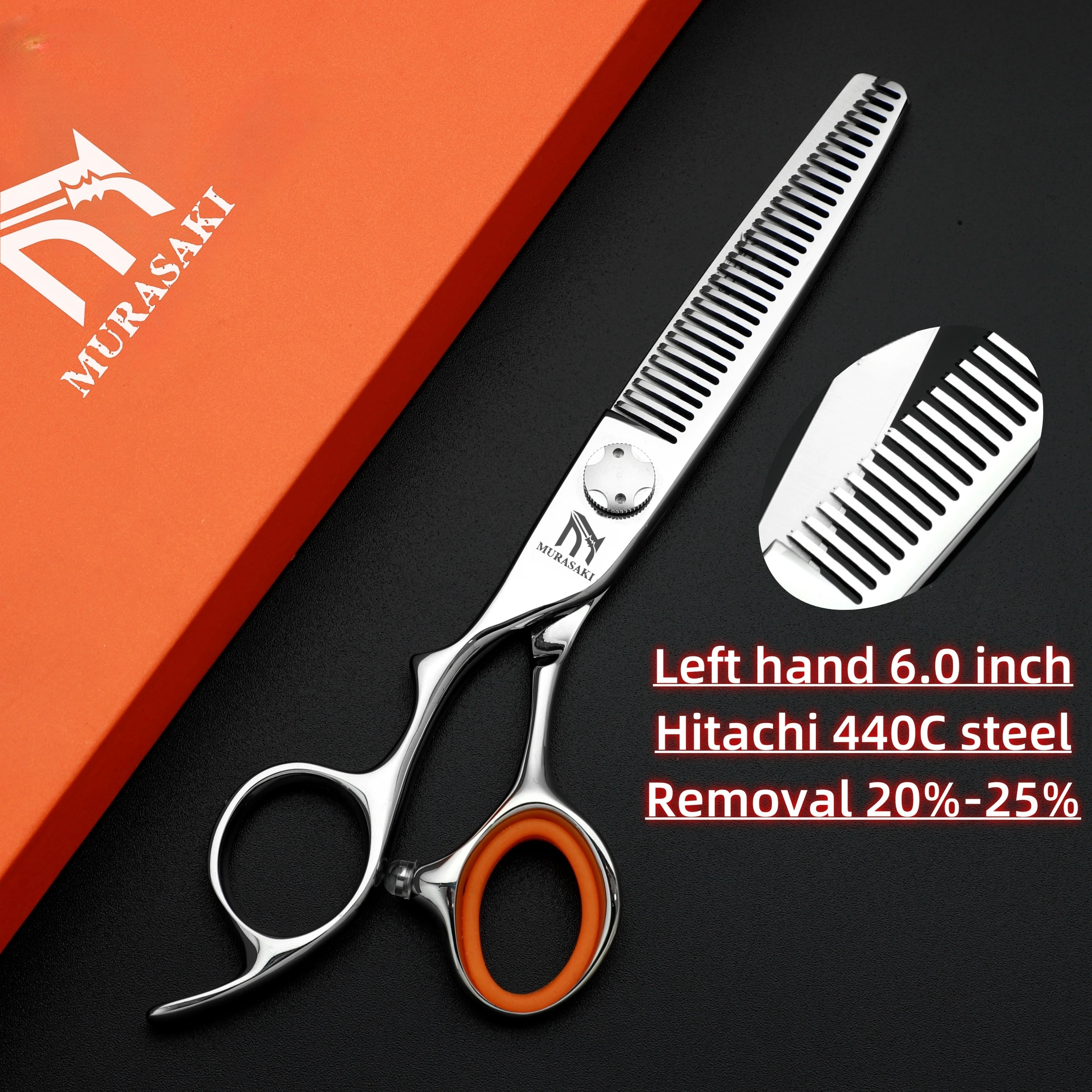 Professional Left Hand Barber Scissors,Set of 6-6.5-6.8 Inches Hairdressing Scissors,Hitachi 440C Steel Barbershop Accessories