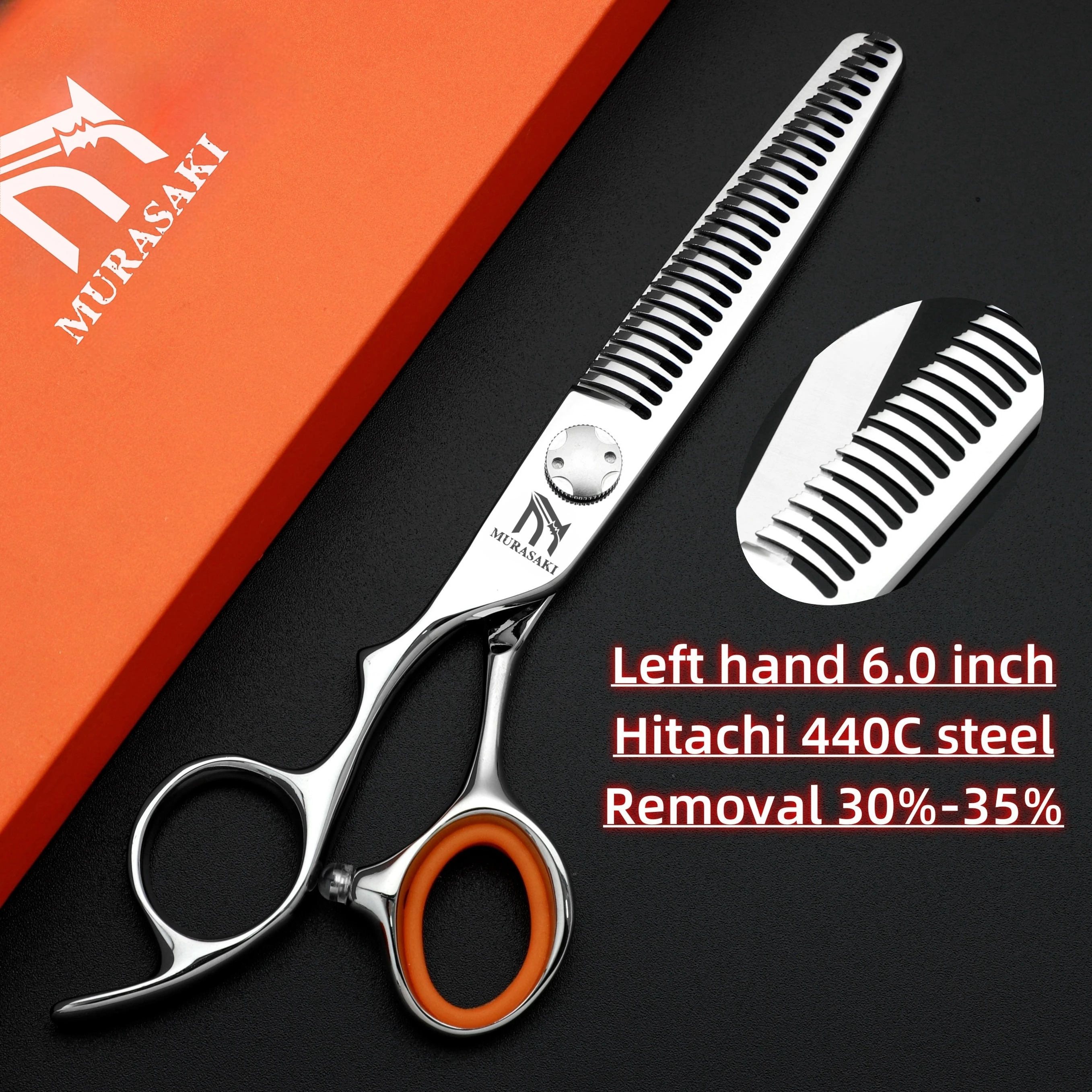 Professional Left Hand Barber Scissors,Set of 6-6.5-6.8 Inches Hairdressing Scissors,Hitachi 440C Steel Barbershop Accessories