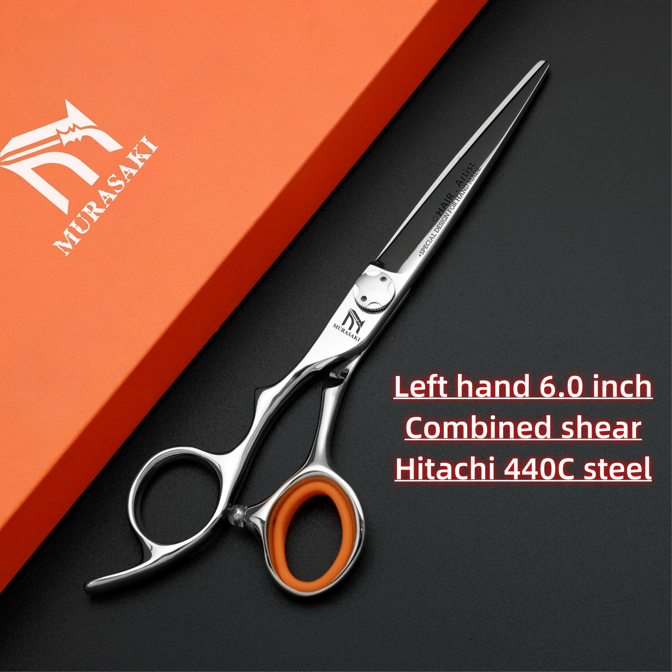 Professional Left Hand Barber Scissors,Set of 6-6.5-6.8 Inches Hairdressing Scissors,Hitachi 440C Steel Barbershop Accessories