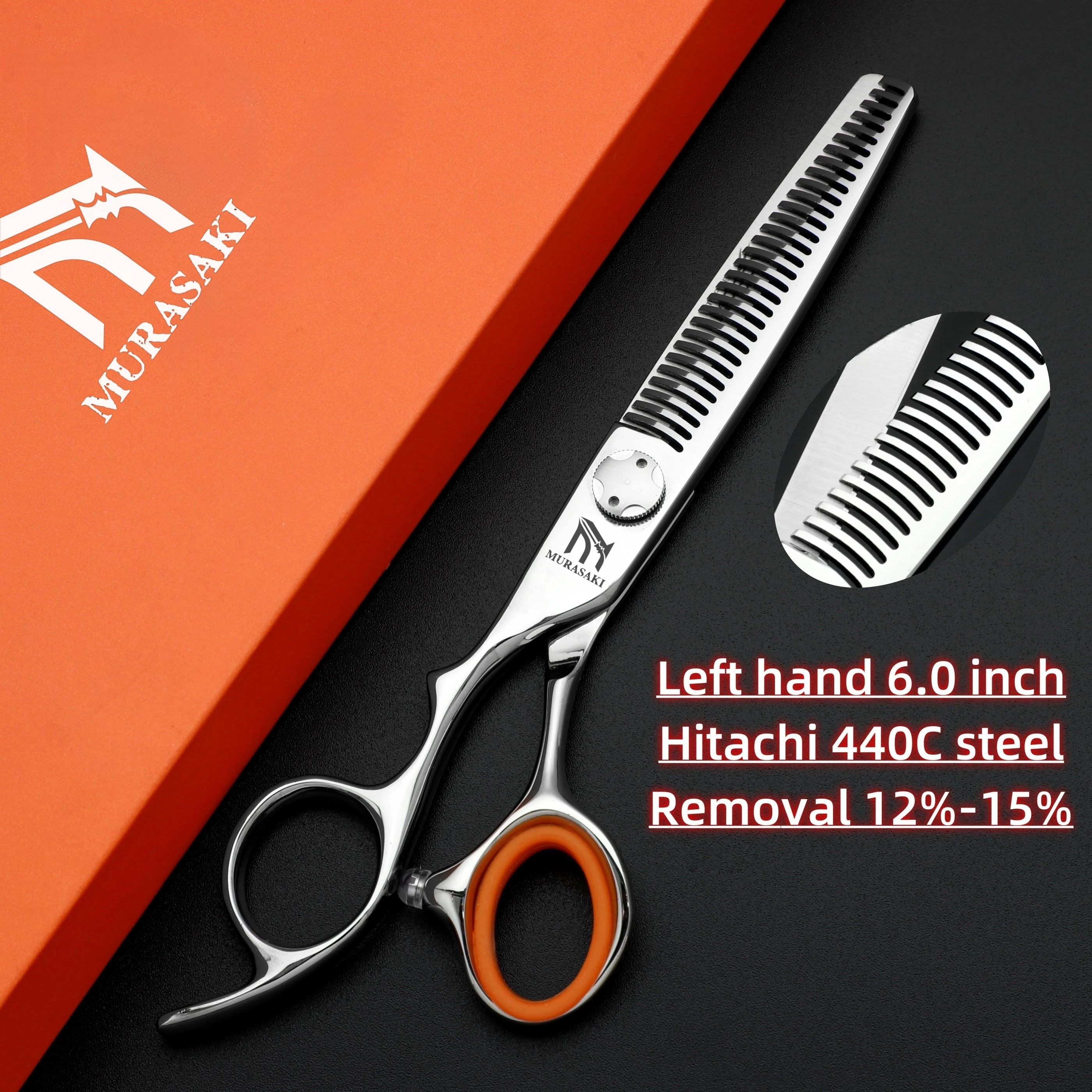 Professional Left Hand Barber Scissors,Set of 6-6.5-6.8 Inches Hairdressing Scissors,Hitachi 440C Steel Barbershop Accessories