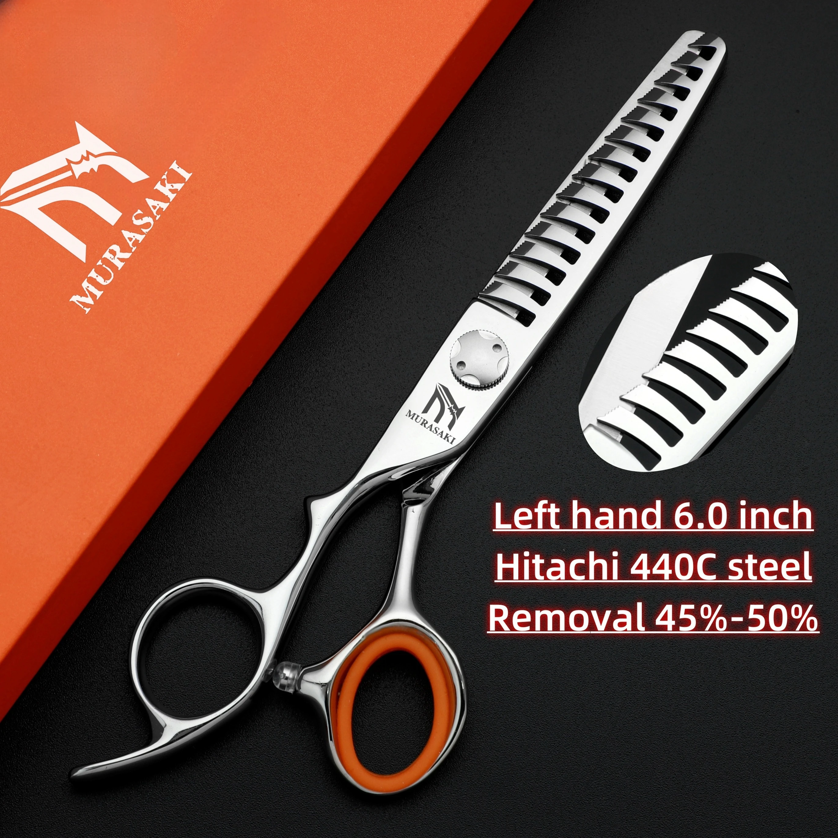 Professional Left Hand Barber Scissors,Set of 6-6.5-6.8 Inches Hairdressing Scissors,Hitachi 440C Steel Barbershop Accessories