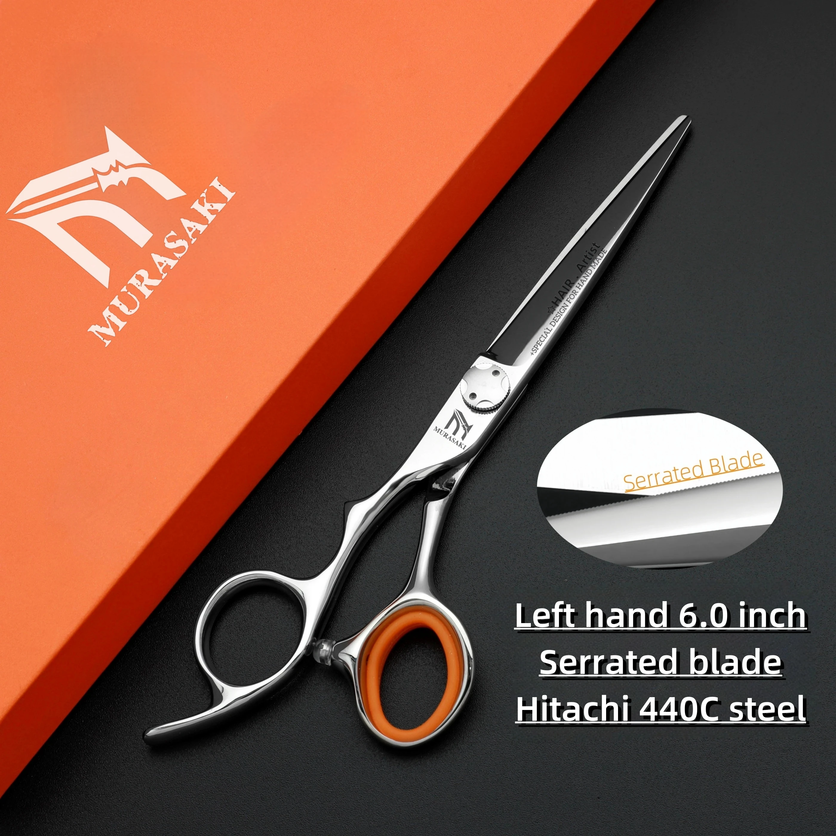 Professional Left Hand Barber Scissors,Set of 6-6.5-6.8 Inches Hairdressing Scissors,Hitachi 440C Steel Barbershop Accessories