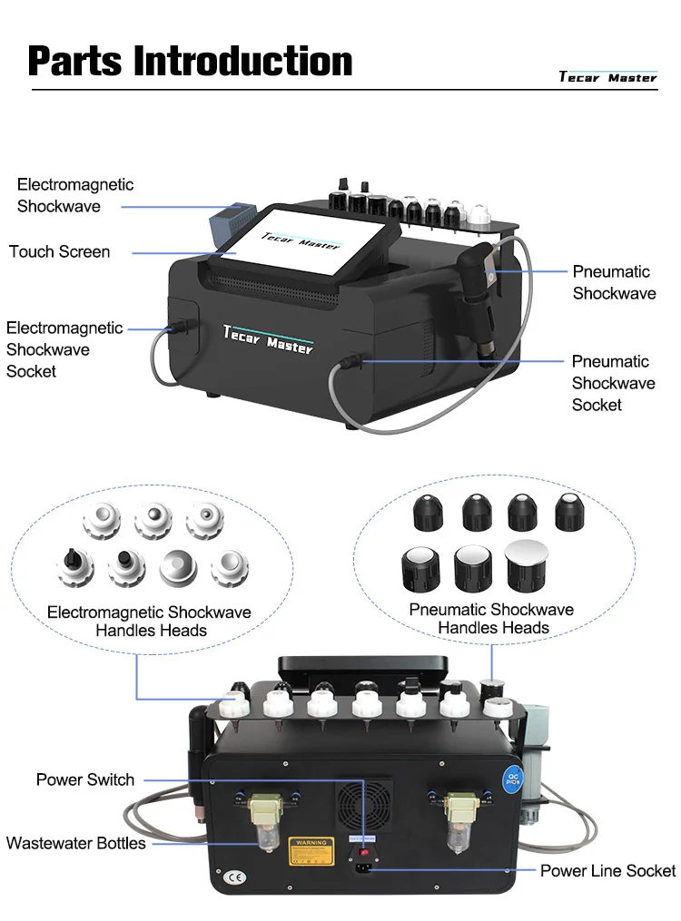 2-in-1 Shockwave Therapy Machine Body Pain Relief Physiotherapy Rehabilitation Equipment