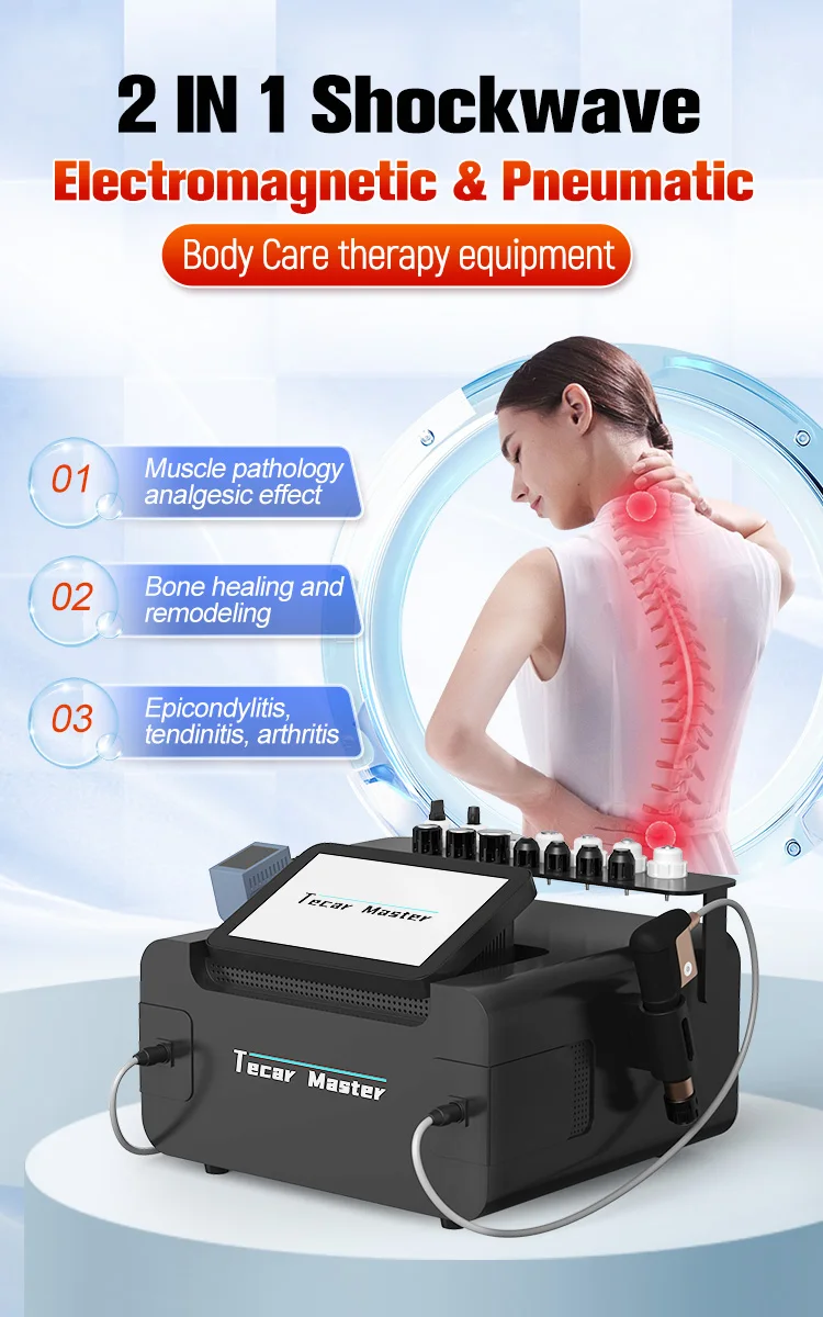 2-in-1 Shockwave Therapy Machine Body Pain Relief Physiotherapy Rehabilitation Equipment