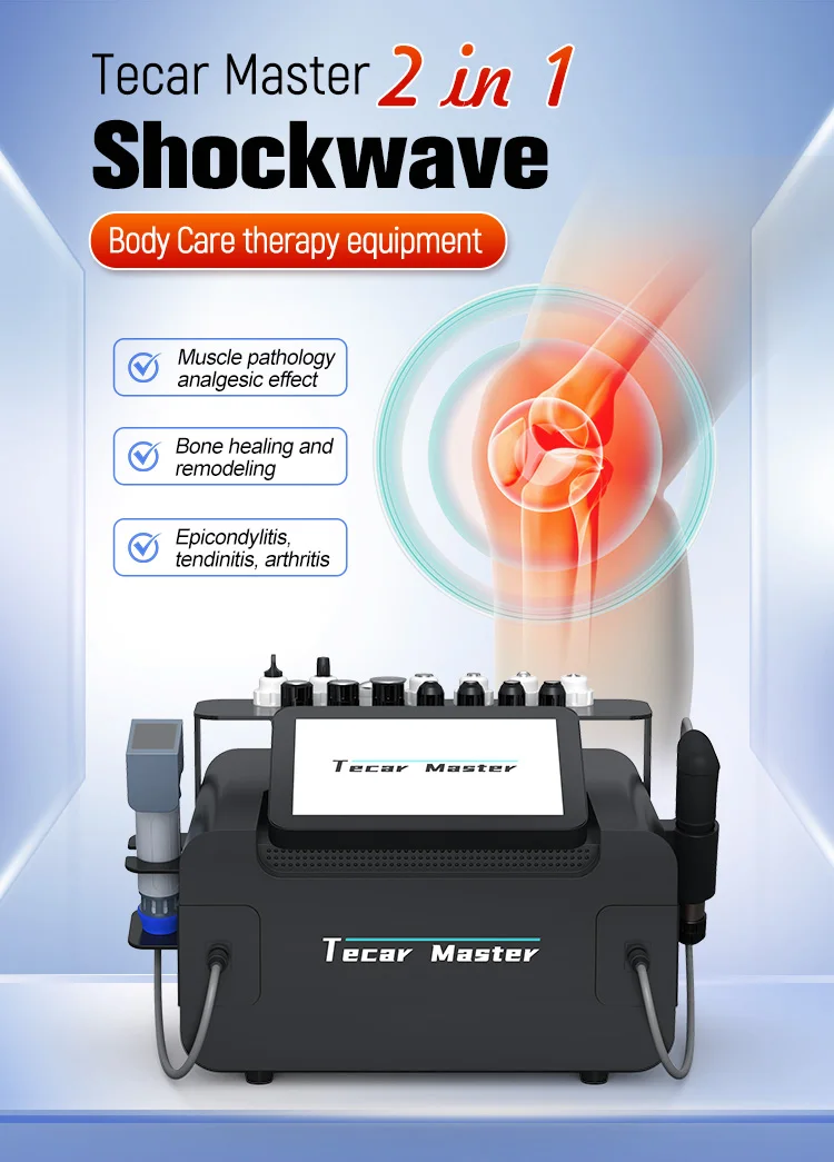 2-in-1 Shockwave Therapy Machine Body Pain Relief Physiotherapy Rehabilitation Equipment