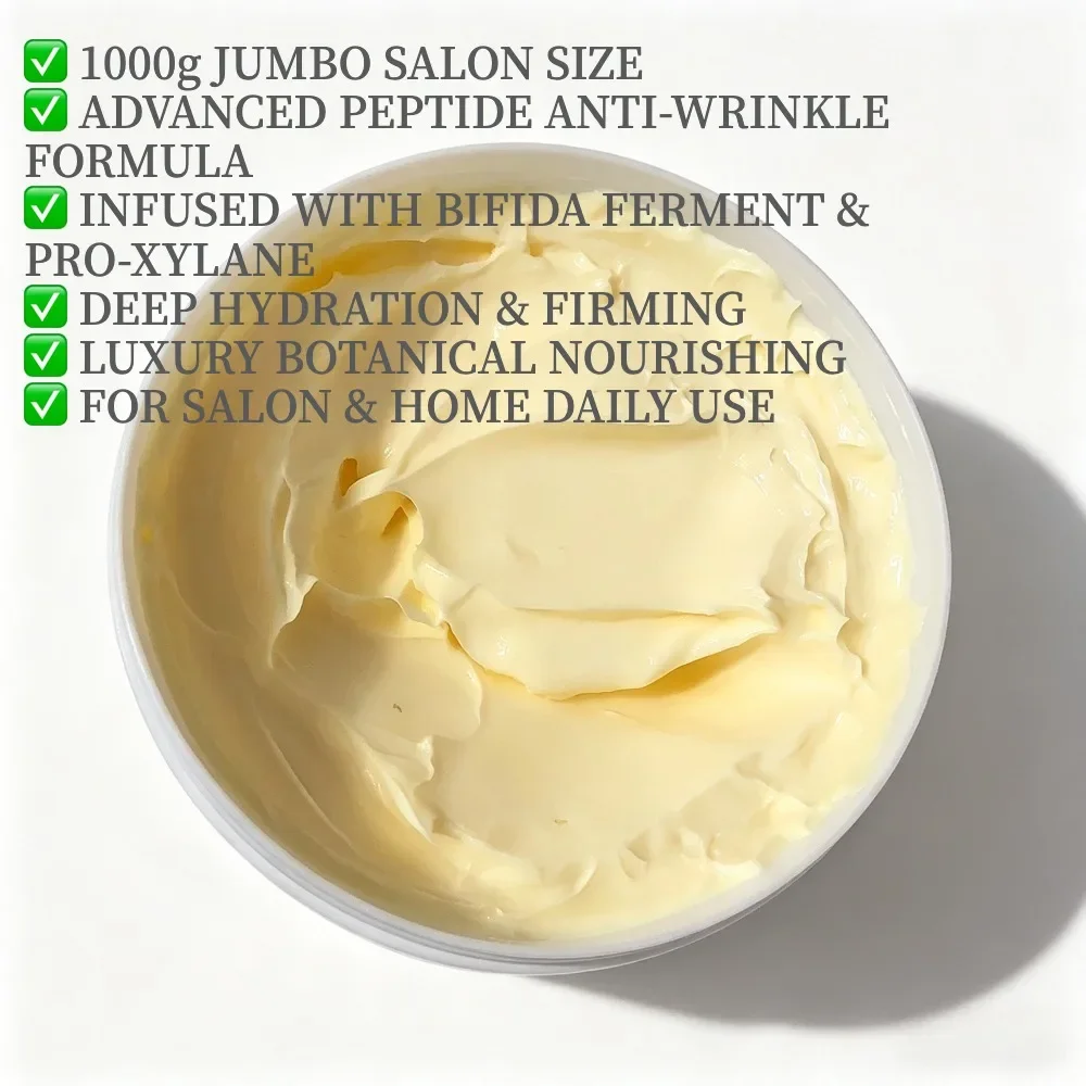 1000g Salon Grade Anti Wrinkle Face Cream | Peptide Complex Bifida Ferment Anti-Aging Firming Moisturizing Skin Care