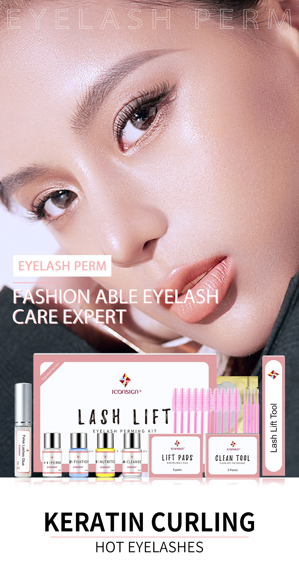 ICONSIGN Upgrade Version Lash Lift Kit Lifting Eyelash Lasting 6 to 8 Weeks Lashes Perm Eyes Enhancer Makeup Tools