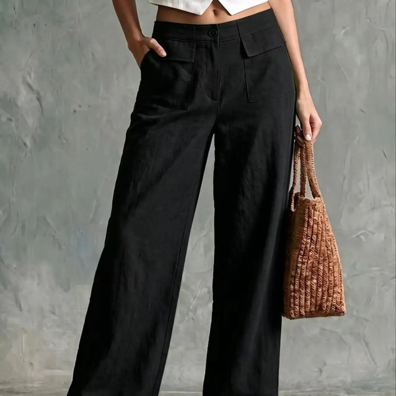 Women's Autumn New Loose Casual Wide Leg Pants Cotton Linen Trousers Comfortable Loose Fit Long Trousers for Fall