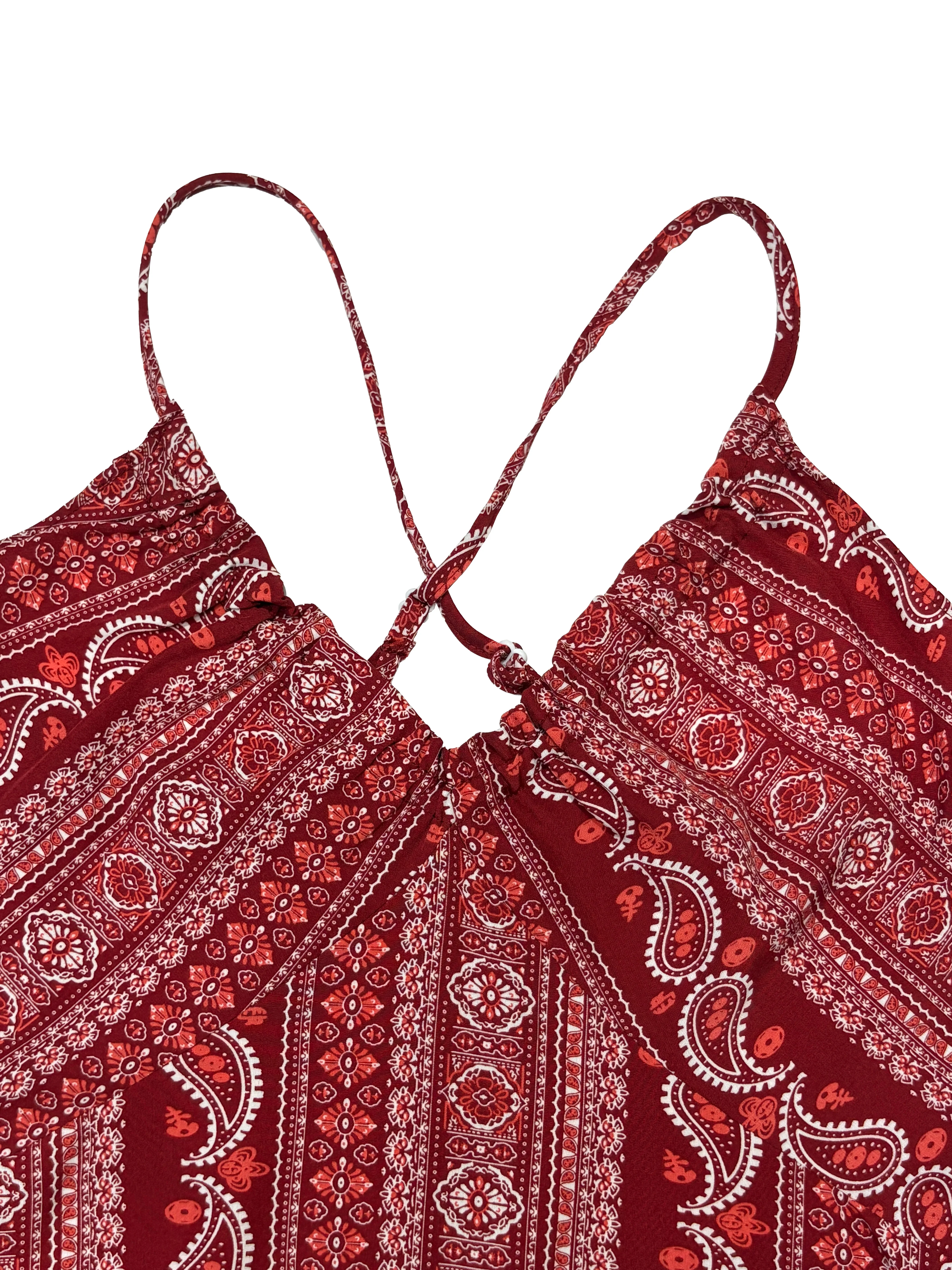 Women's Summer Ethnic Pattern Backless Split Thigh Dress Ladies Summer Clothes Boho Fashion Frill Trim Long Dress for Beach